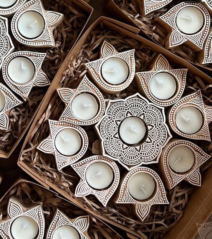 Hand-Carved Diya Tealights